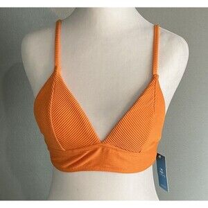 NEW Cupshe Sexy Triangle Bikini Top Orange Adjustable Straps Swimsuit Size Small